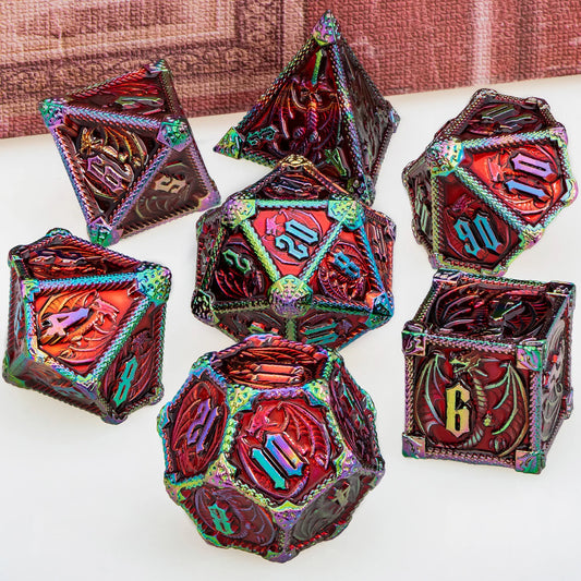 Premium Metal DND Dragon Dice Set - Complete Polyhedral RPG Dice for Dungeons & Dragons, D20, D12, D10, D8, D6