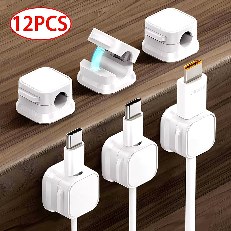 Magnetic Cable Clip - Adhesive Wire Organizer for Tidy Home & Office Desk Management
