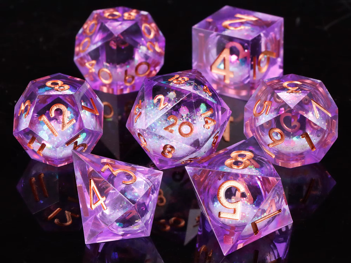 Galaxy Sharp Edge Liquid Core Dice Set for Dungeons and Dragons - D20 Resin Dice for Epic Adventures