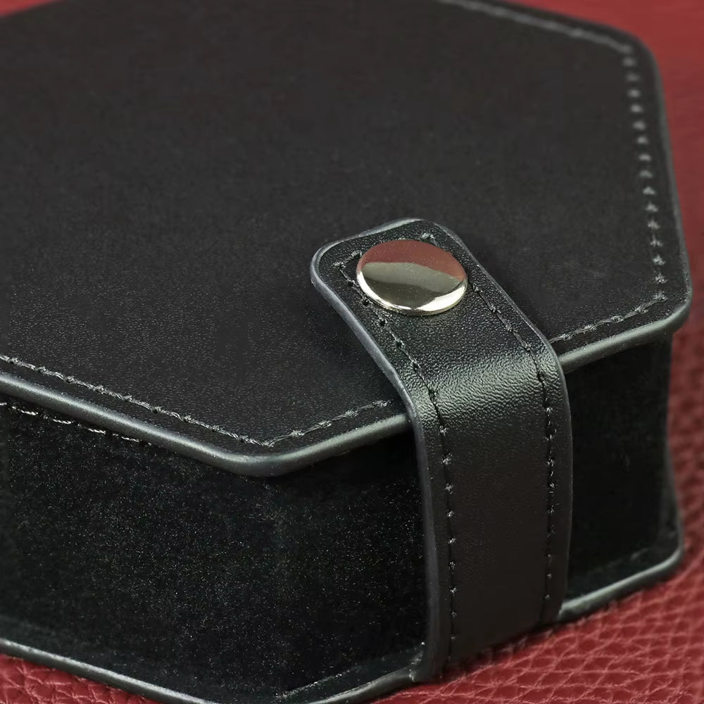 Premium Black Leather D&D Dice Case with Removable Tray - Perfect Storage for 7-Piece Polyhedral Dice - علبة جلدية لنرد دي اند دي