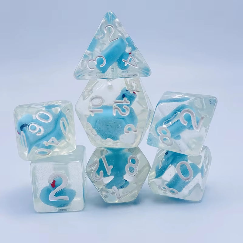 New DND Upscale 7Pcs Resin Dice Set Polyhedral Inline Animal D4 D6 D8 D10 D12 D20 Dices for RPG Board Game and Tabletop Games