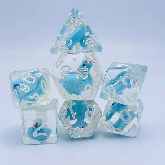 New DND Upscale 7Pcs Resin Dice Set Polyhedral Inline Animal D4 D6 D8 D10 D12 D20 Dices for RPG Board Game and Tabletop Games