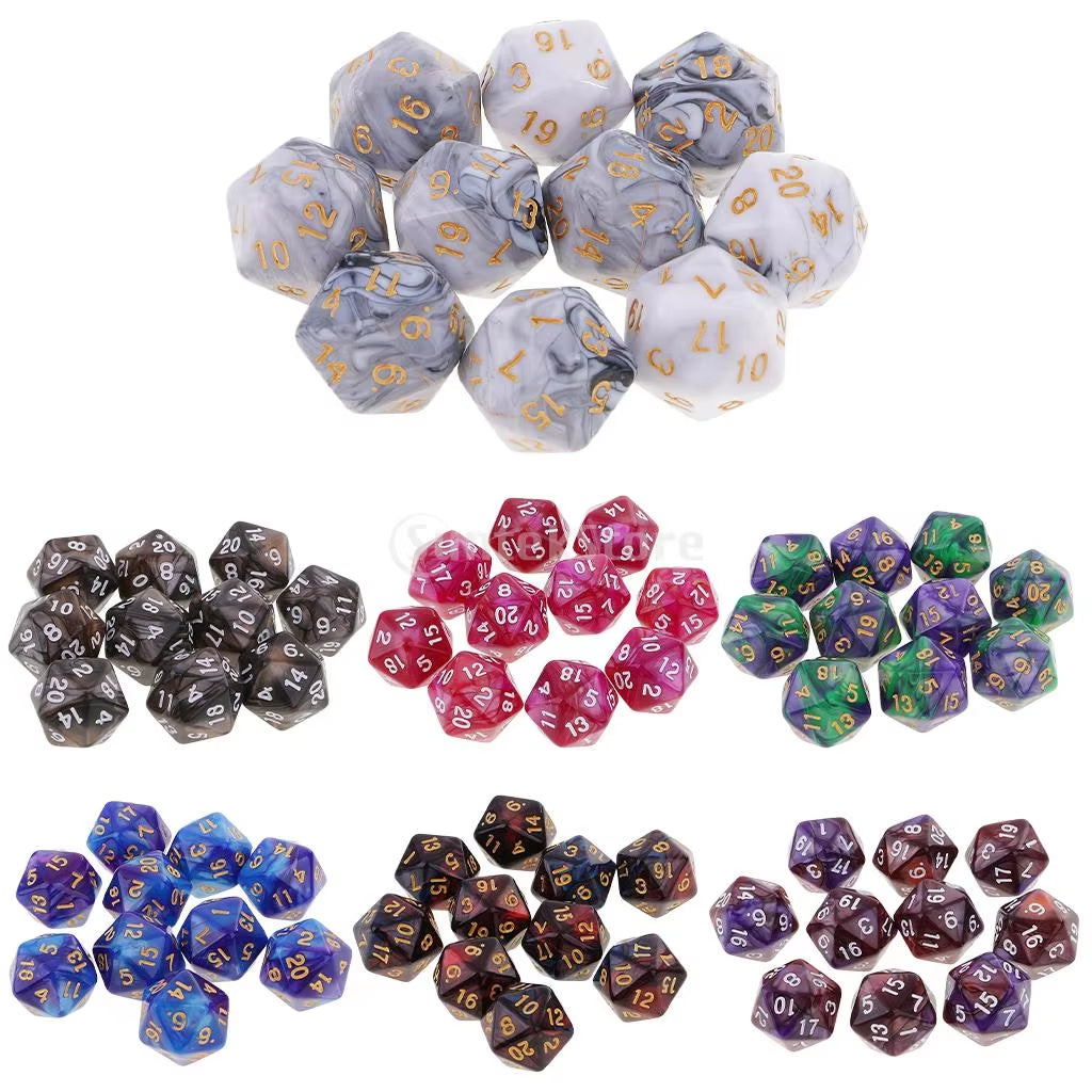 High-Quality 10Pcs 20-Sided D20 Polyhedral Dice Set - نرد دي اند دي عشرين وجه عدد عشرة قطع