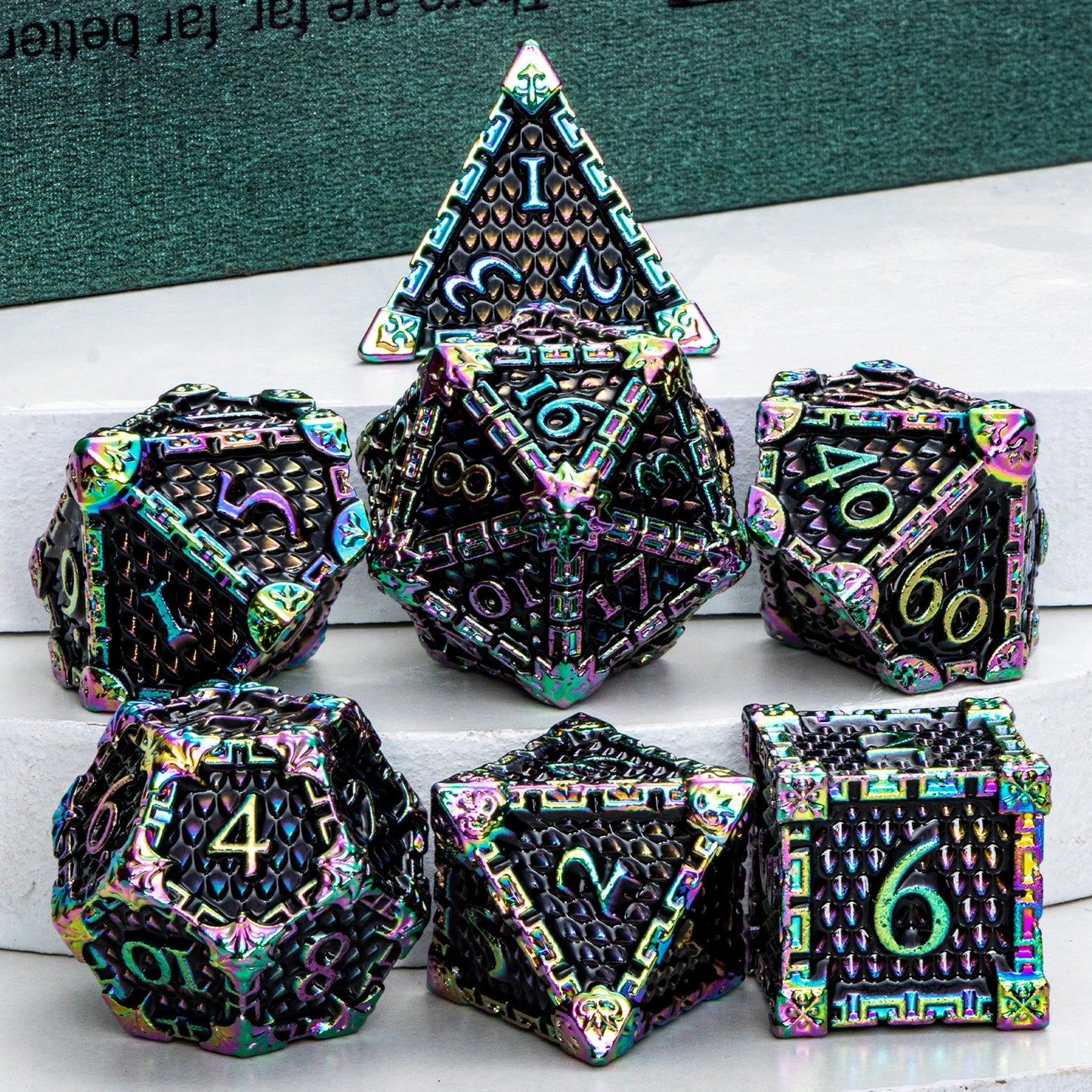Metal DND Dice Polyhedral Dice 7 Pcs D and D Dice for Dungeon and Dragon RPG Role Playing Dice D&D Dice Set D20 D12 D10 D8 D6 D4