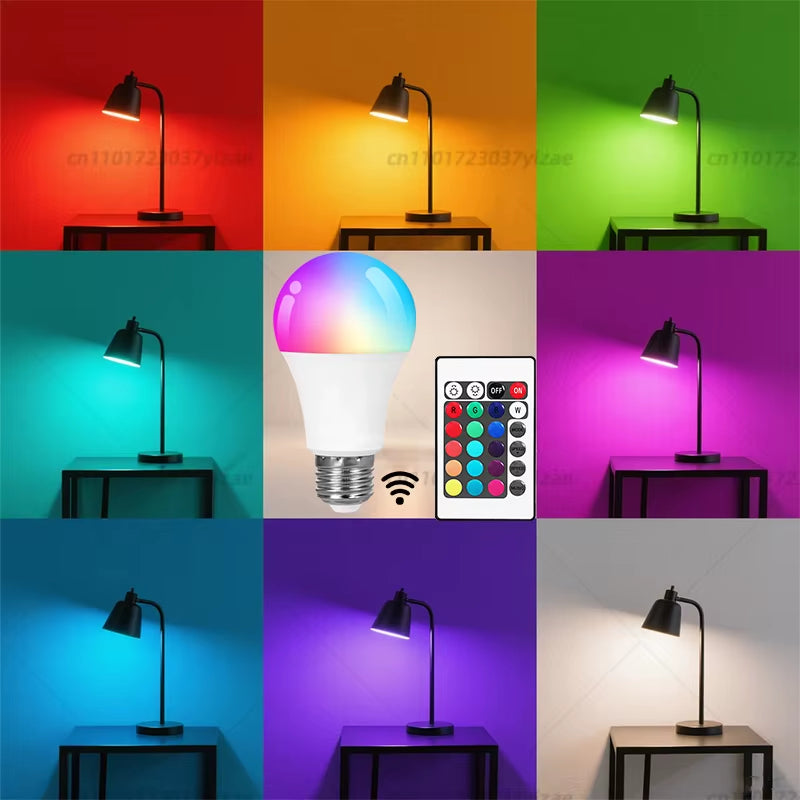 RGBW 4-Color 220V Infrared LED Bulb with Remote Control - RGB + Cool White Lighting, Adjustable Modes, Easy Operation for Home/P