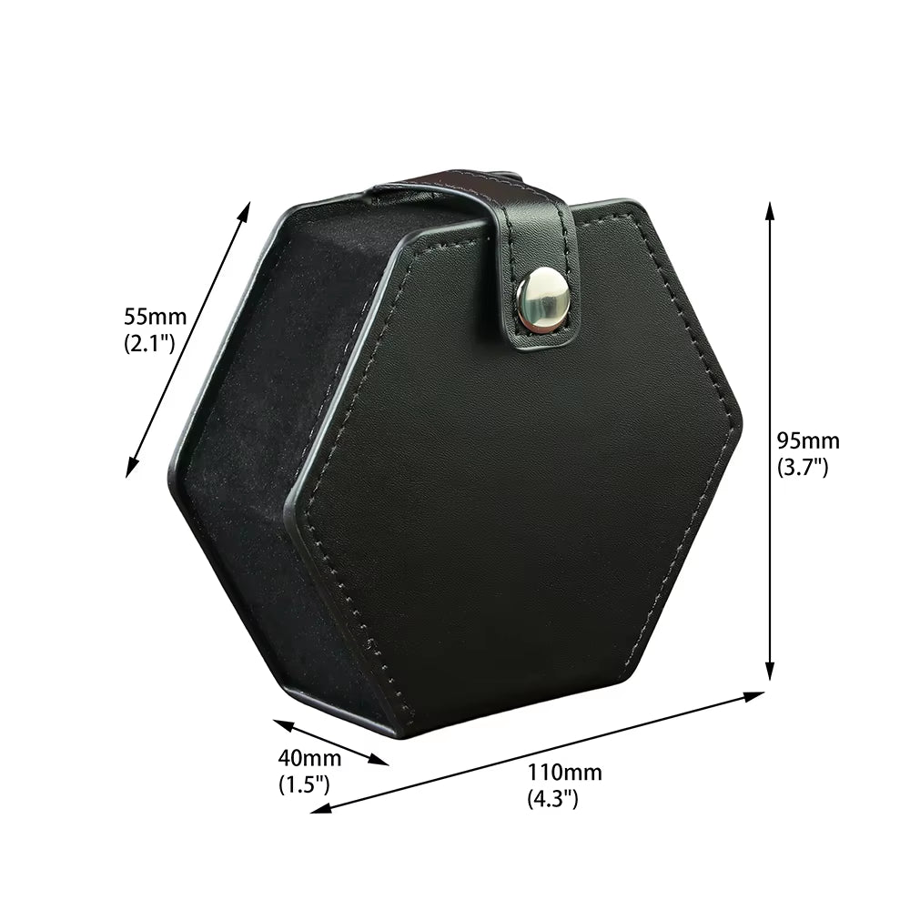 Premium Black Leather D&D Dice Case with Removable Tray - Perfect Storage for 7-Piece Polyhedral Dice - علبة جلدية لنرد دي اند دي