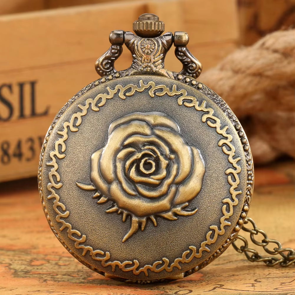 Dragon Pocket Watch Case with 7 Metal Polyhedral Dice - Retro Flip Dinosaur Jewelry Case for DND Adventures