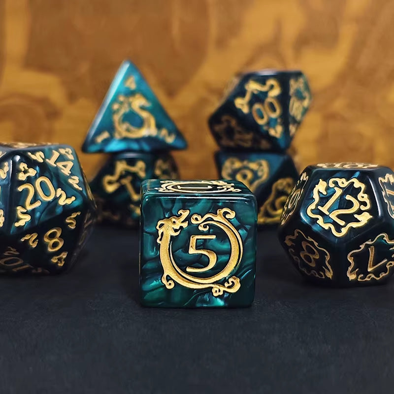 Red Polyhedral D&D Dice Set - نرد دي اند دي