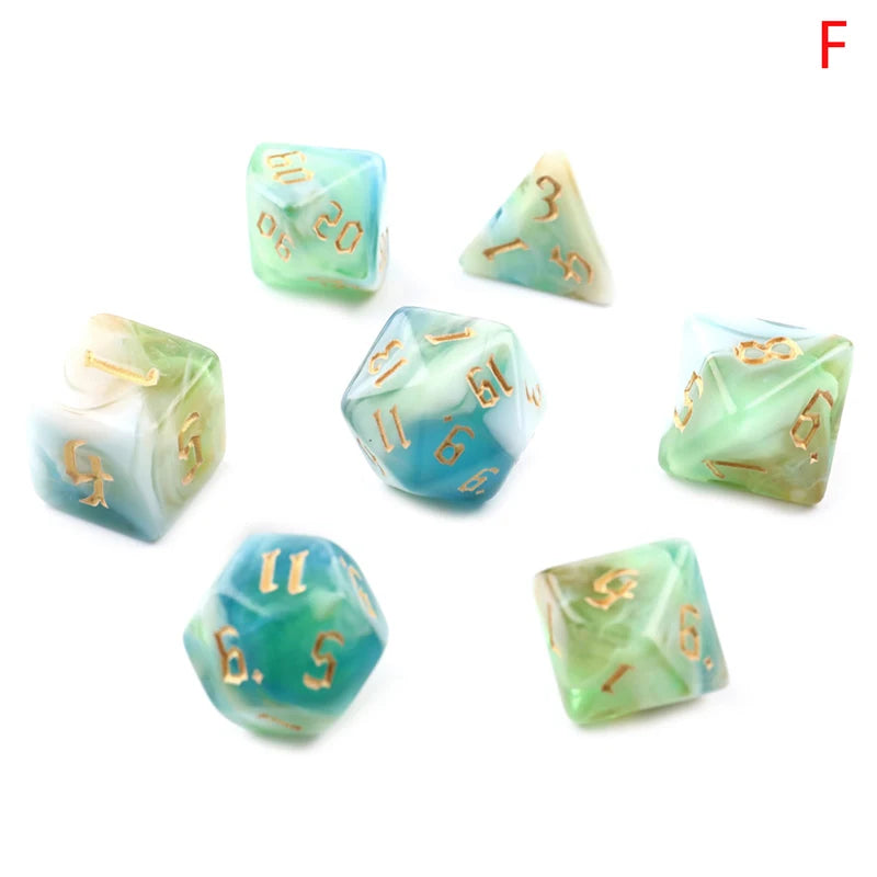 Two-Tone Swirl Polyhedral 7-Dice Set for RPG & Board Games - Perfect for DnD, MTG & Family Fun!