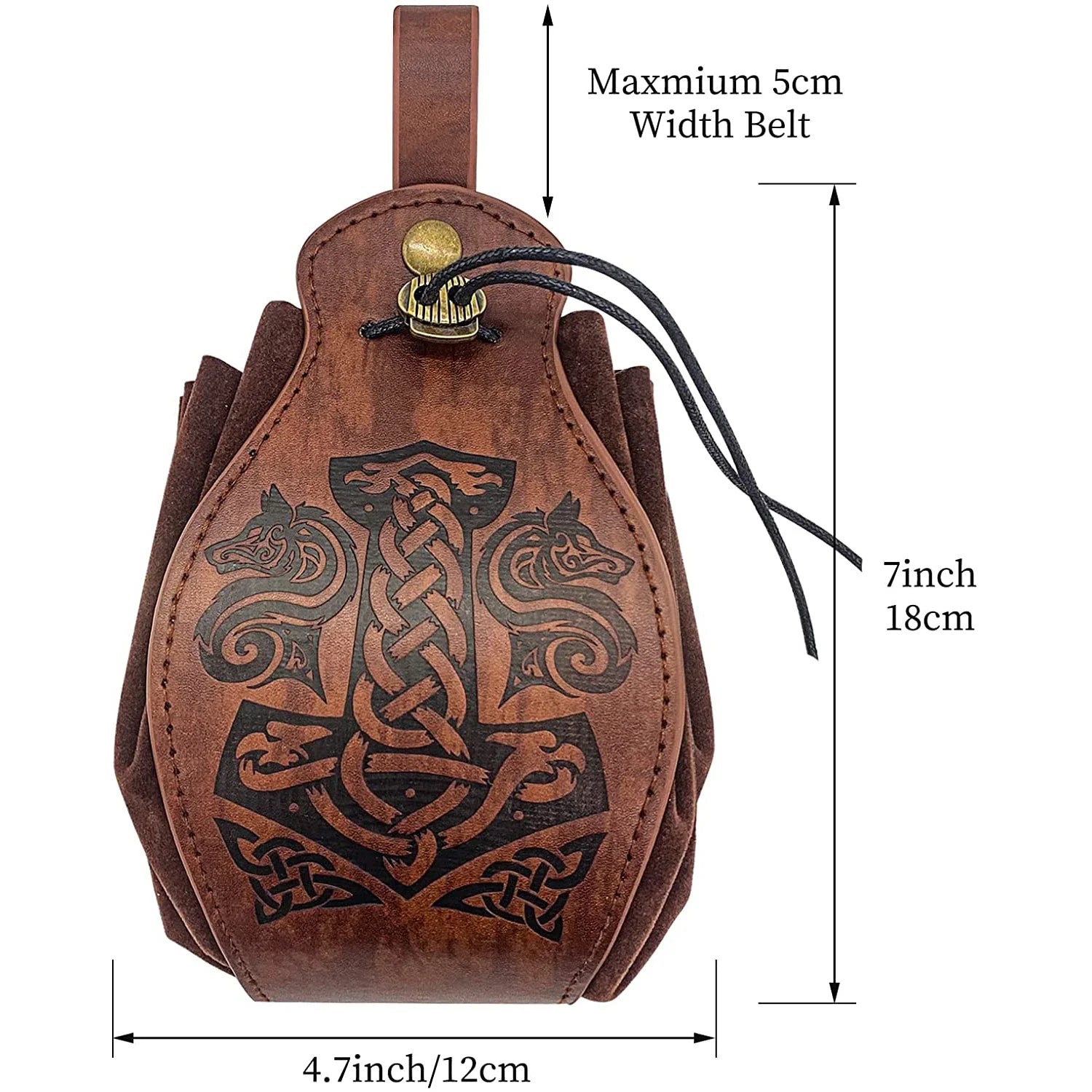 Celtic Design Genuine Leather DND Dice Bag Tray - Cute Drawstring Pouch for RPG Gifts & Coin Purse
