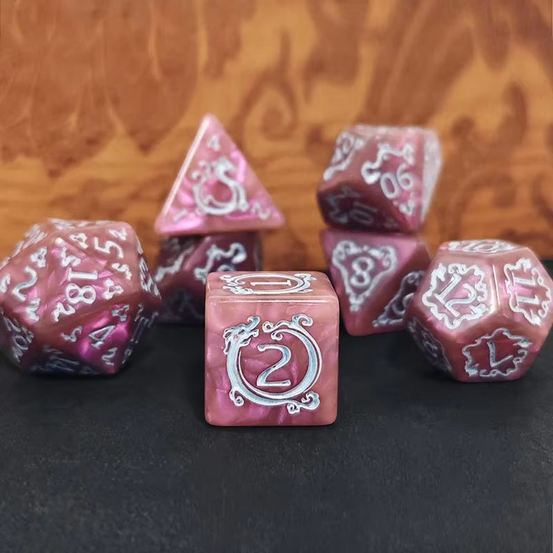 Red Polyhedral D&D Dice Set - نرد دي اند دي
