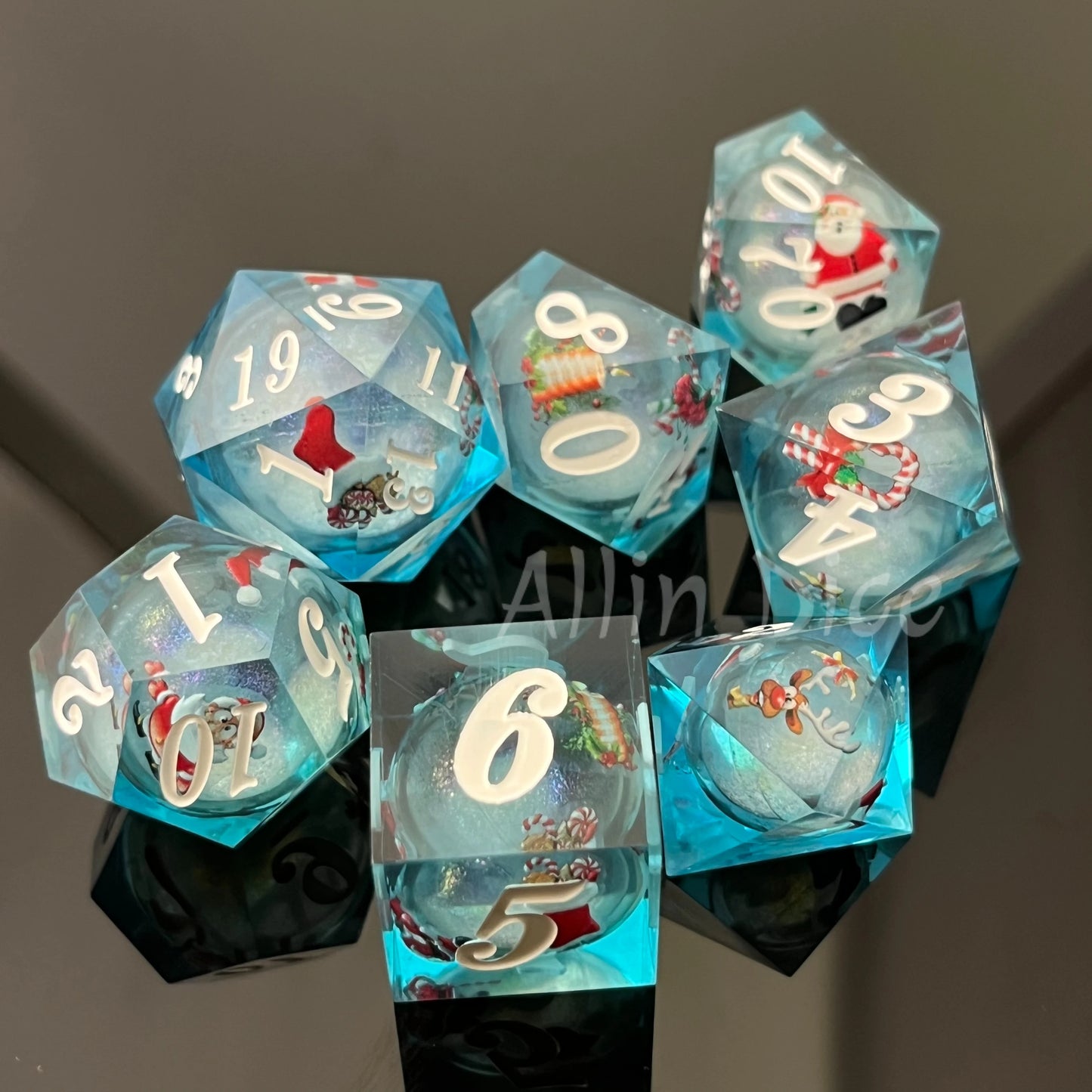 Enchanting D&D Flower Resin Dice Set - 7PCS Polyhedral Dice for RPG Gamers and Collectors - نرد 7 قطع على شكل ورود