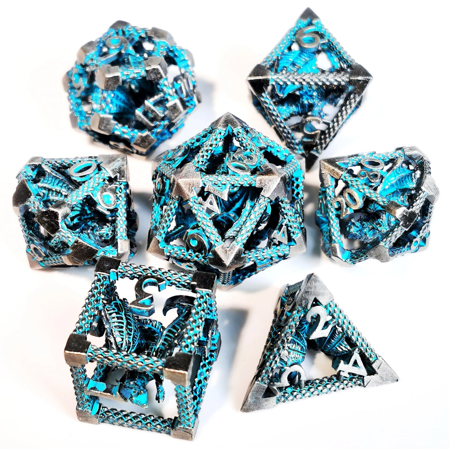 Dragon Hollow Zinc Alloy Metal D&D Dice Set - نرد دي اند دي معدني