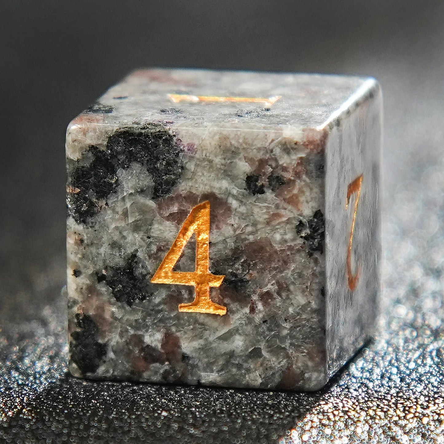 7-Piece Volcanic Rock Flame Stone Dice Set for D&D & RPG - Multi-Sided Polyhedral Gaming Dice - نرد دي اند دي 7 قطع بشكل بركاني