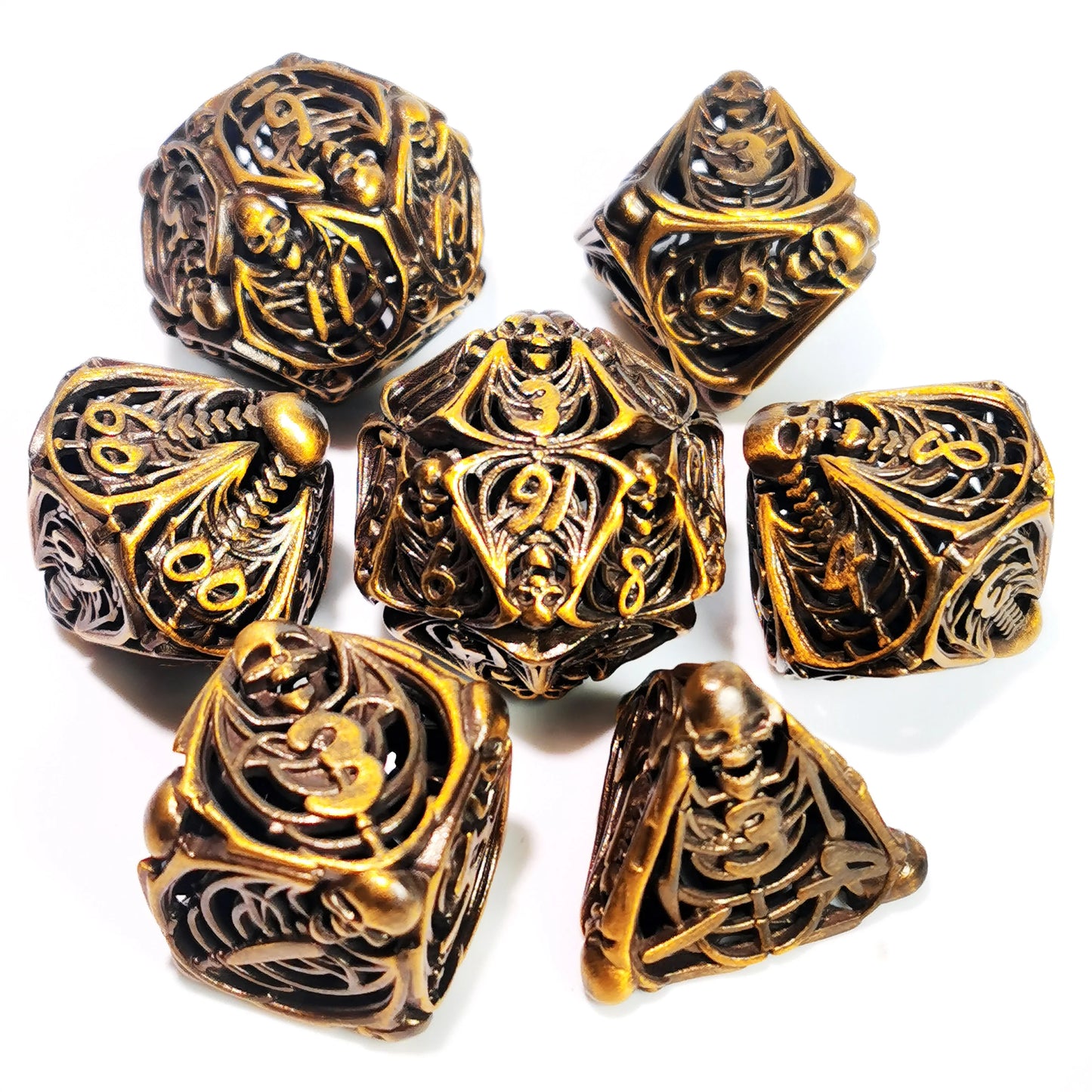 Hollow Skull Black Zinc Alloy 7-Piece Metal D&D Dice Set - نرد دي اند دي معدني