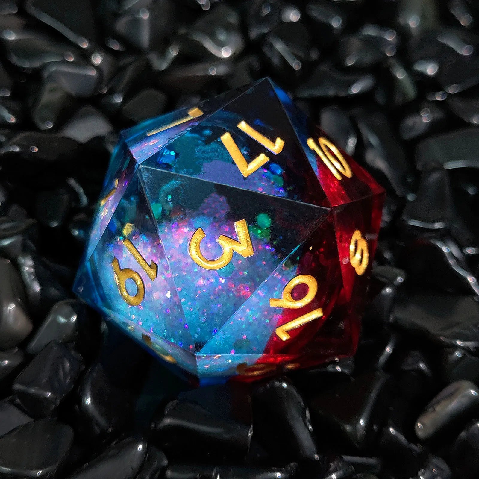 Vibrant 20-Sided Quicksand Resin D&D Dice - 35mm Liquid Core D20 - نرد دي اند دي عشرين وجه حجم كبير