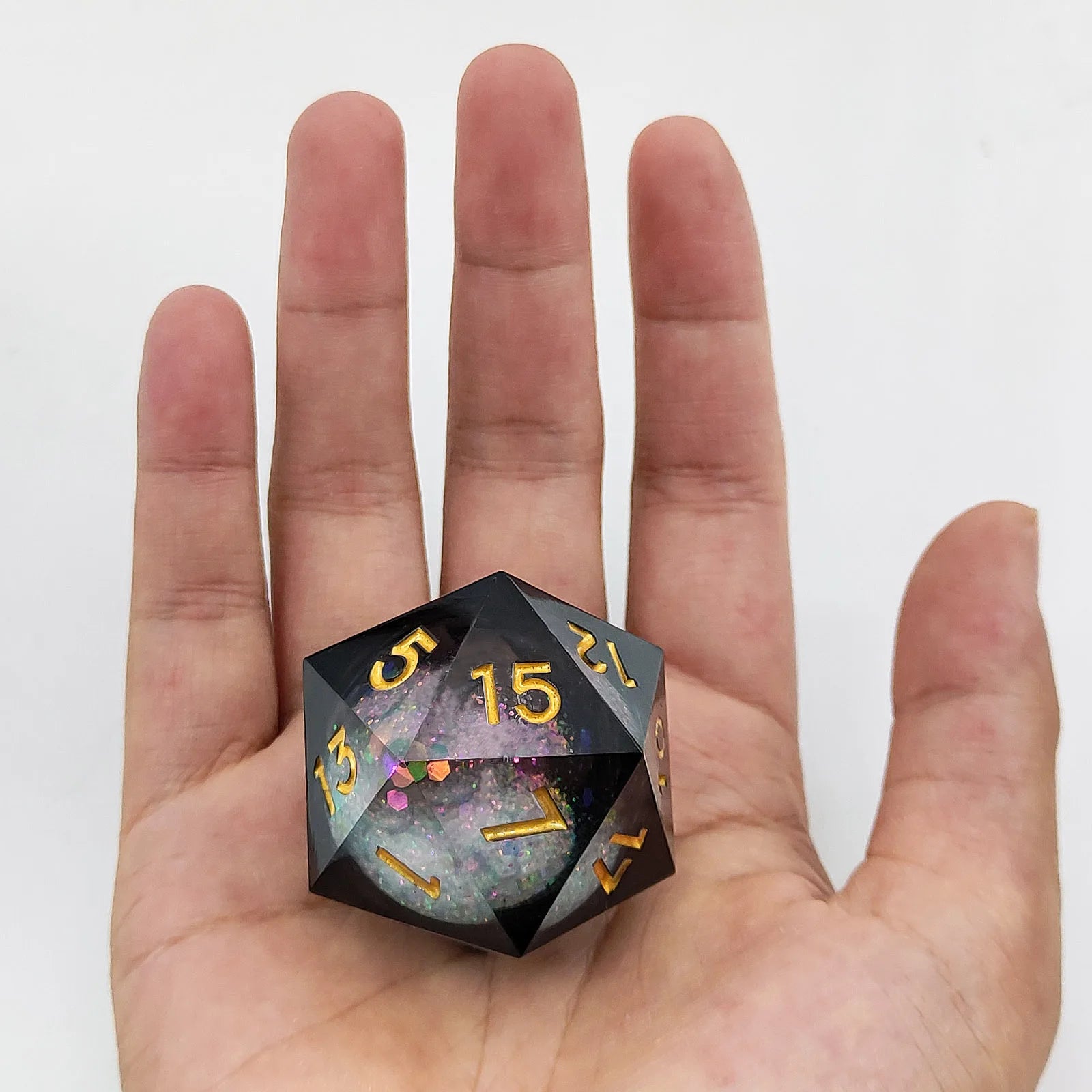 Vibrant 20-Sided Quicksand Resin D&D Dice - 35mm Liquid Core D20 - نرد دي اند دي عشرين وجه حجم كبير