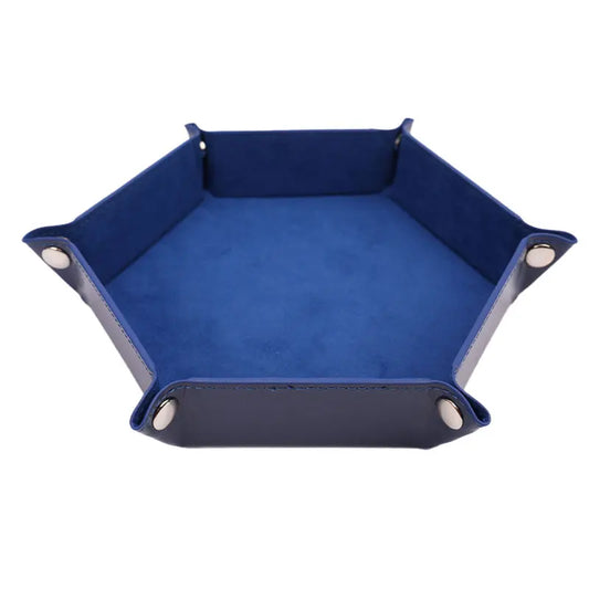 Versatile Foldable PU Leather Dice Tray Box - 6 Stylish Hexagon & Square Designs for Gaming Fun! - صحن لرمي النرد