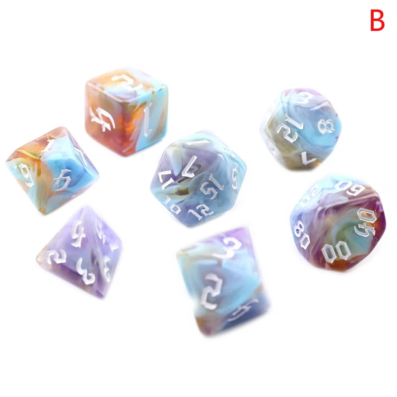 Two-Tone Swirl Polyhedral 7-Dice Set for RPG & Board Games - Perfect for DnD, MTG & Family Fun!