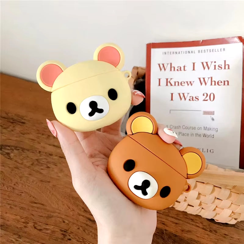 Adorable 3D Cartoon Bear Silicone Case for Apple AirPods Pro 2 & 3 - Cute Bouncing Rabbit Design