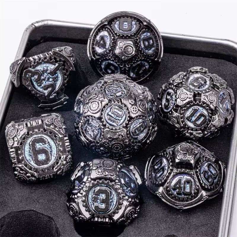 Premium 7-Piece Metal Dice Set for Dungeons and Dragons - نرد دي اند دي معدني
