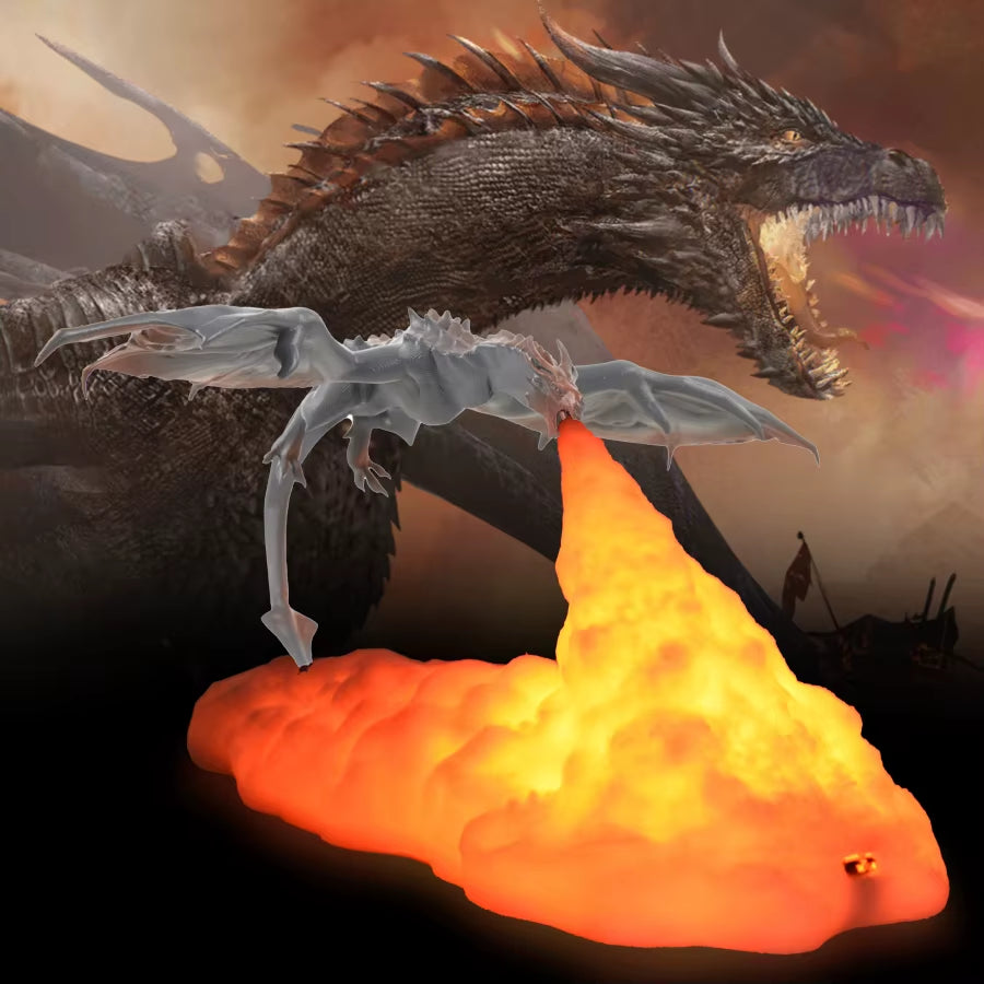 Enchanting 3D LED Fire & Ice Dragon Lamps - لمبة ليد تنين