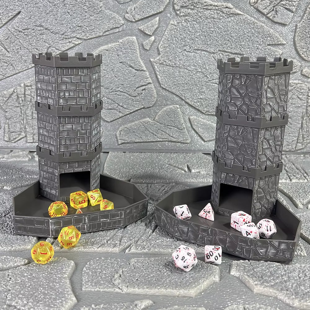 Bricks Castle Dice Tower Dice Rolling Tray Tower - Perfect for D&D Game RPG and Tabletop Gaming Best Gift