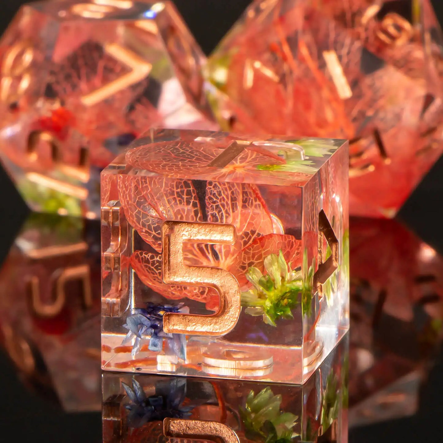 Flower Power D&D Sharp Edge Dice Set - 7 Piece Polyhedral Resin Dice for Dungeons & Dragons