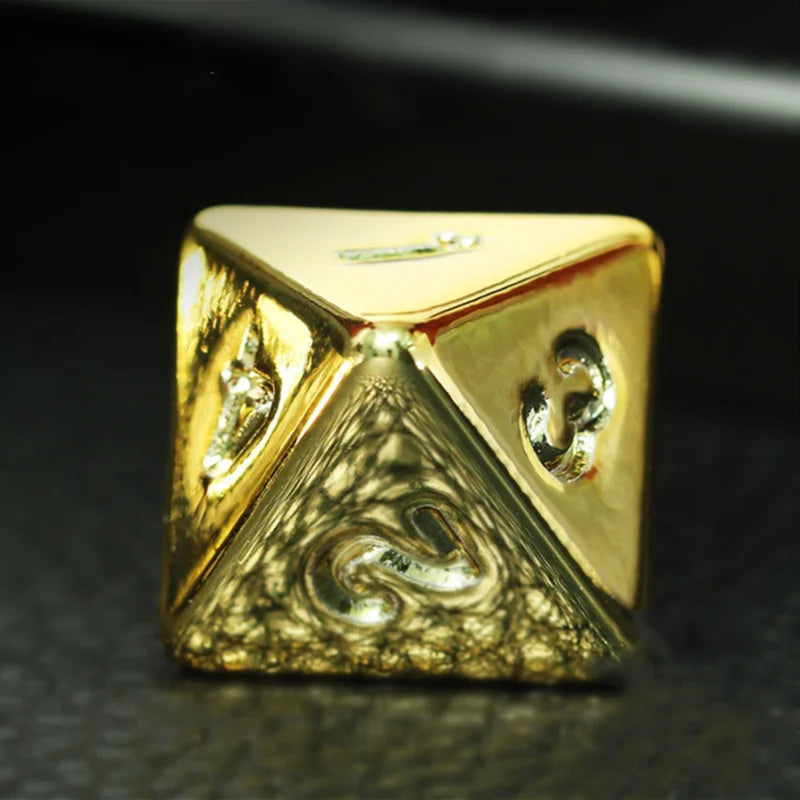 Premium 7-Piece Gold Plated Dice Set for D&D & RPG - D4, D6, D8, D10, D%, D12, D20 - Perfect for Tabletop Games - مجموعة نرد دي اند دي ذهبية
