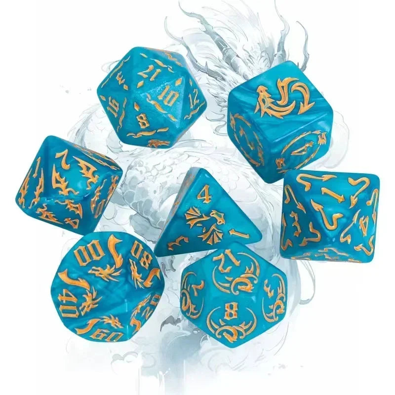 Vibrant 7-Piece Double-Color Polyhedral Dice Set for DND, RPG, and Board Games - Perfect for D20, D12, D10, D8, D6, D4 Adventures!