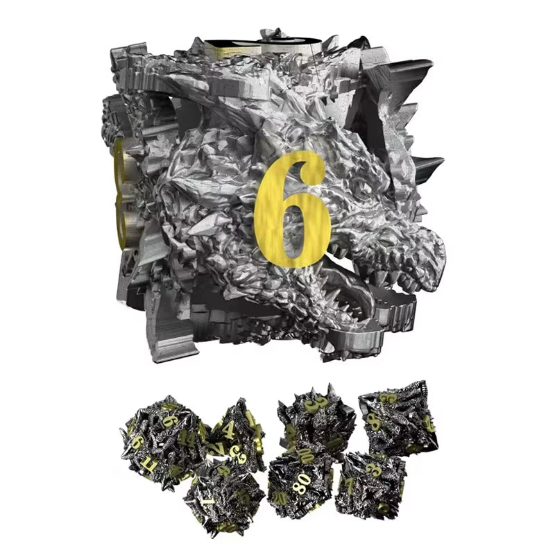 Dragon Head Metal Dice Set for Dungeons & Dragons - نرد دي اند دي معدني رأس تنين