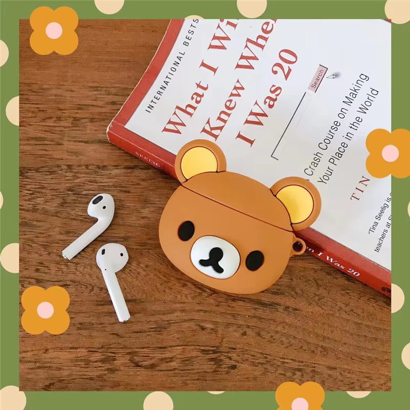 Adorable 3D Cartoon Bear Silicone Case for Apple AirPods Pro 2 & 3 - Cute Bouncing Rabbit Design