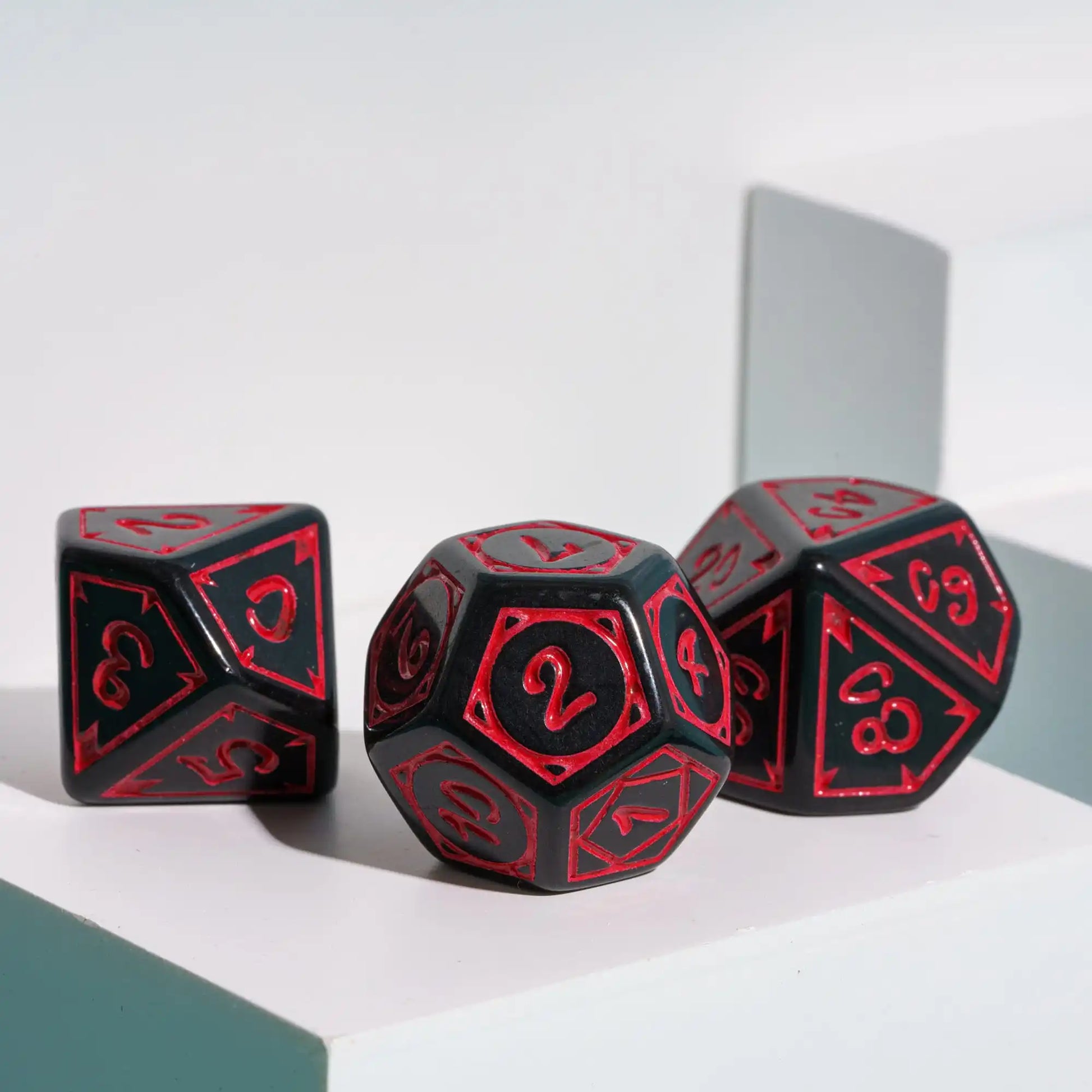 Druid's Elemental Marbled DND Dice Set - Exquisite Carved Polyhedral D4-D20 for Epic Role Playing Adventures