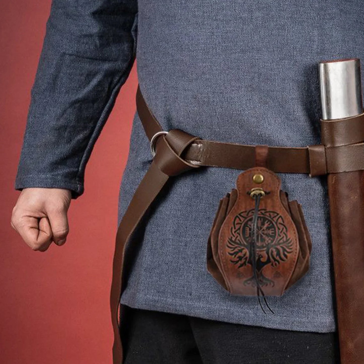 Celtic Design Genuine Leather DND Dice Bag Tray - Cute Drawstring Pouch for RPG Gifts & Coin Purse