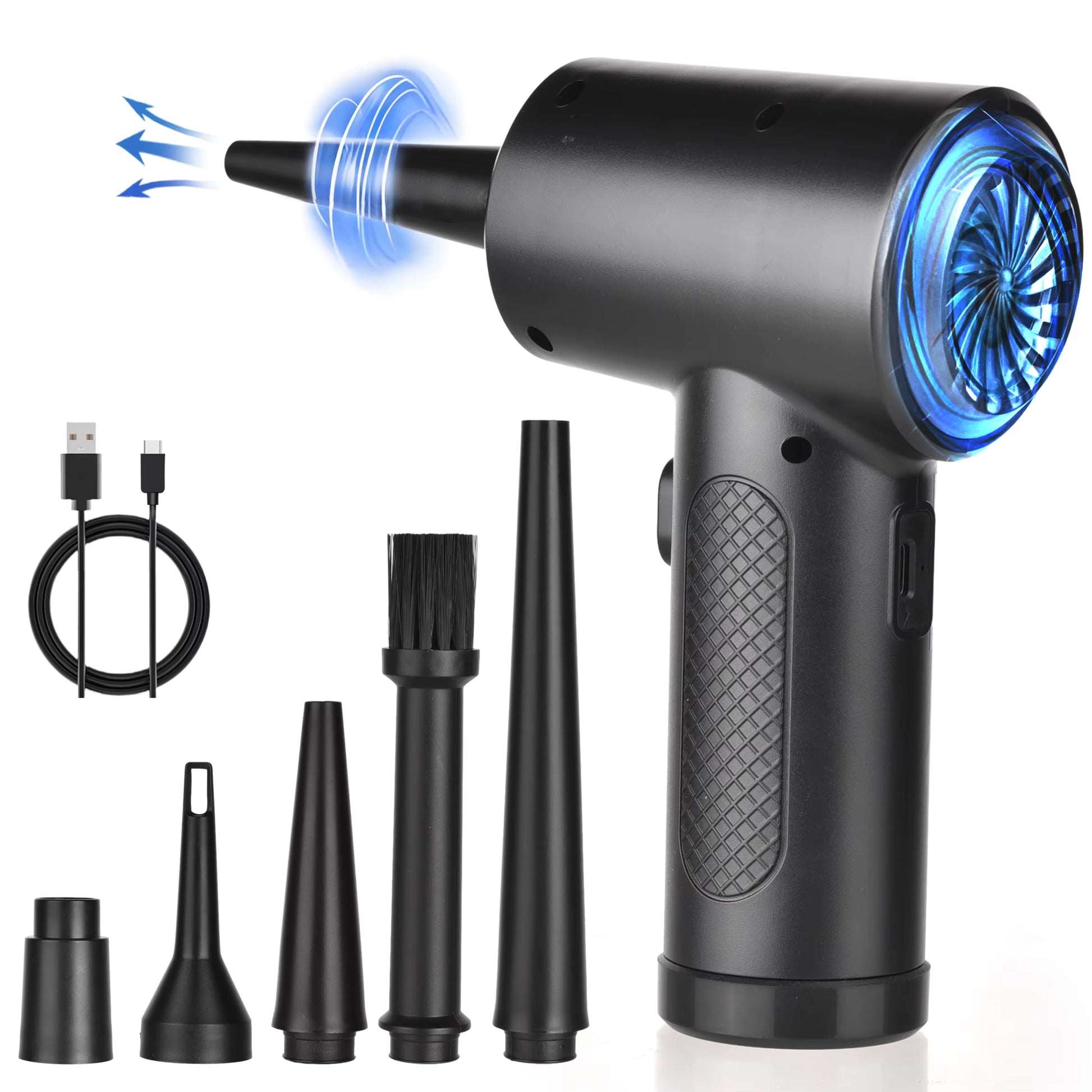 High-Performance Cordless Air Duster for Computer Cleaning - 51000RPM with LED Light for Keyboards and Electronics