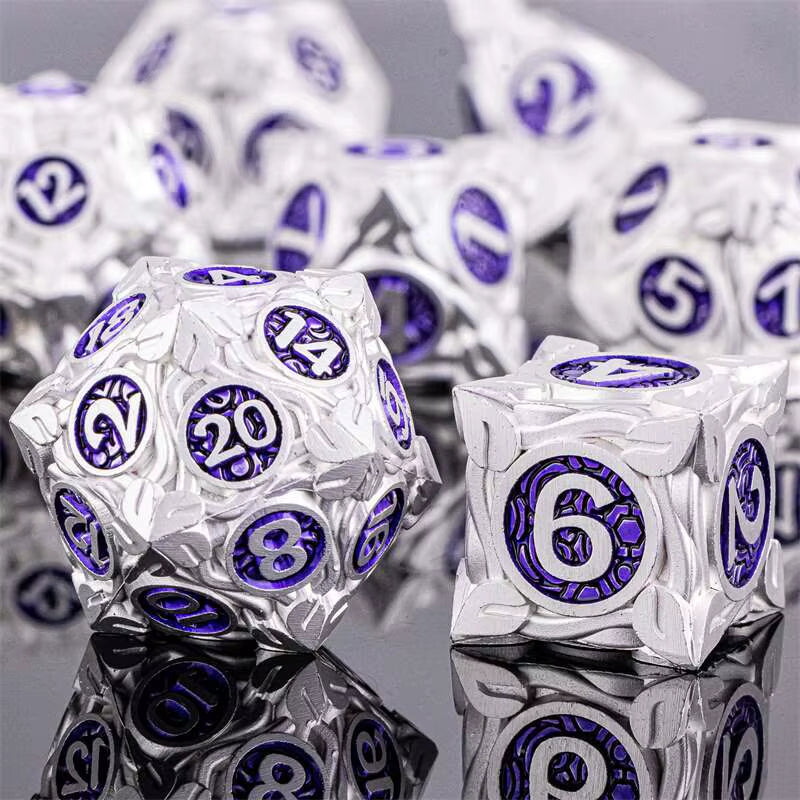 Premium 7-Piece Metal Dice Set for Dungeons and Dragons - نرد دي اند دي معدني