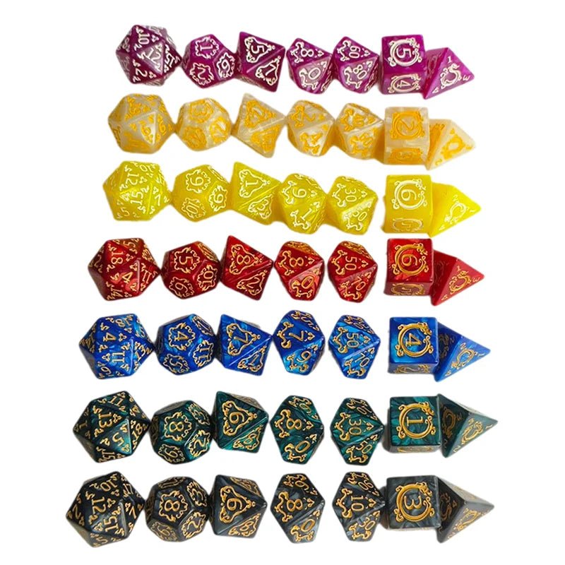 7-Piece Hollowed Out Pattern Digital Dice Set for TRPG, RPG, COC, Cthulhu, D&D and Tabletop Games