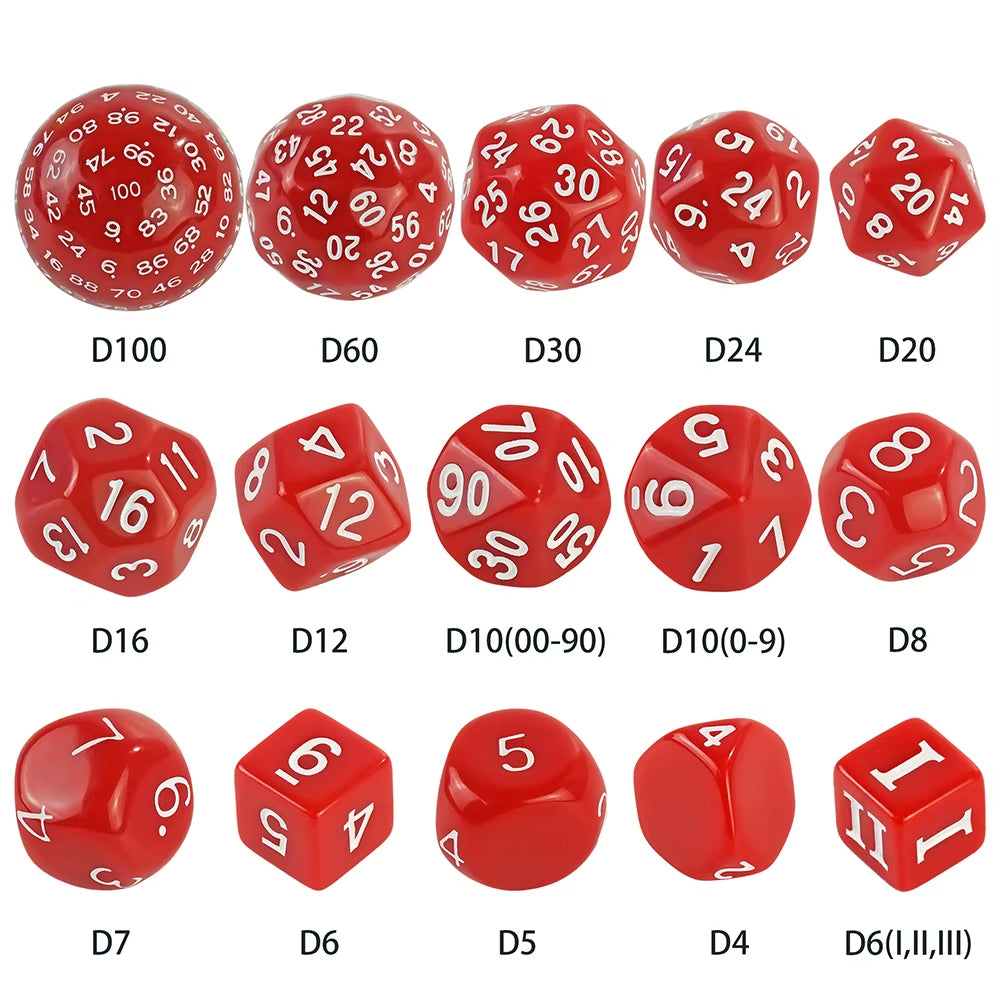 Polyhedral Dice Set for D&D 15 Acrylic Dice (D3-D100) - نرد دي اند دي