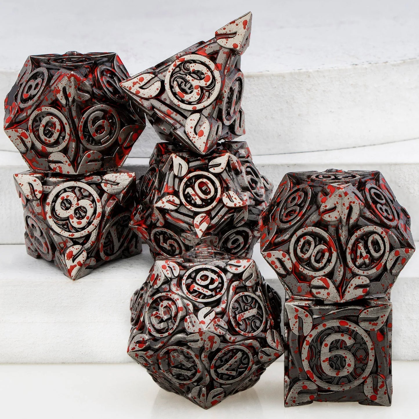 Tree Root Dnd Metal Dice Set Red D+D Polyhedral Dice for D Dnd D Dungeon and Dragon Pathfinder Role Playing Game Heavy D20 Dice