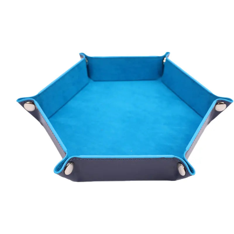 Versatile Foldable PU Leather Dice Tray Box - 6 Stylish Hexagon & Square Designs for Gaming Fun! - صحن لرمي النرد