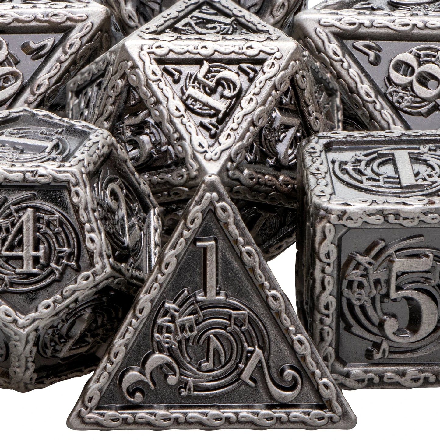 Music DND D20 Dungeon and Dragon Dice Set Metal 6 Sided Polyhedral D&D Dice for Pathfinder RPG Board Games D20 D12 D10 D8 D6 D4