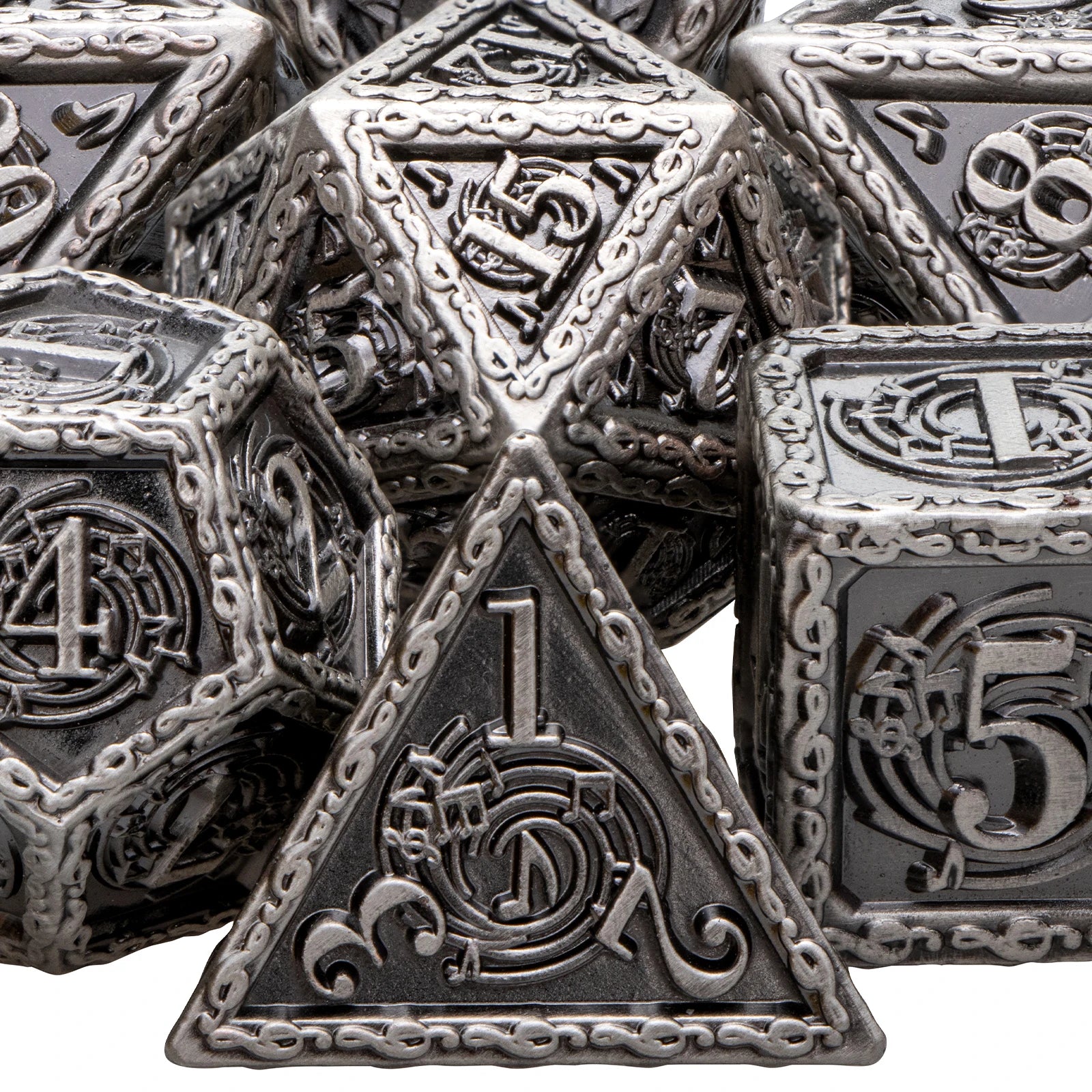 Music DND D20 Dungeon and Dragon Dice Set Metal 6 Sided Polyhedral D&D Dice for Pathfinder RPG Board Games D20 D12 D10 D8 D6 D4