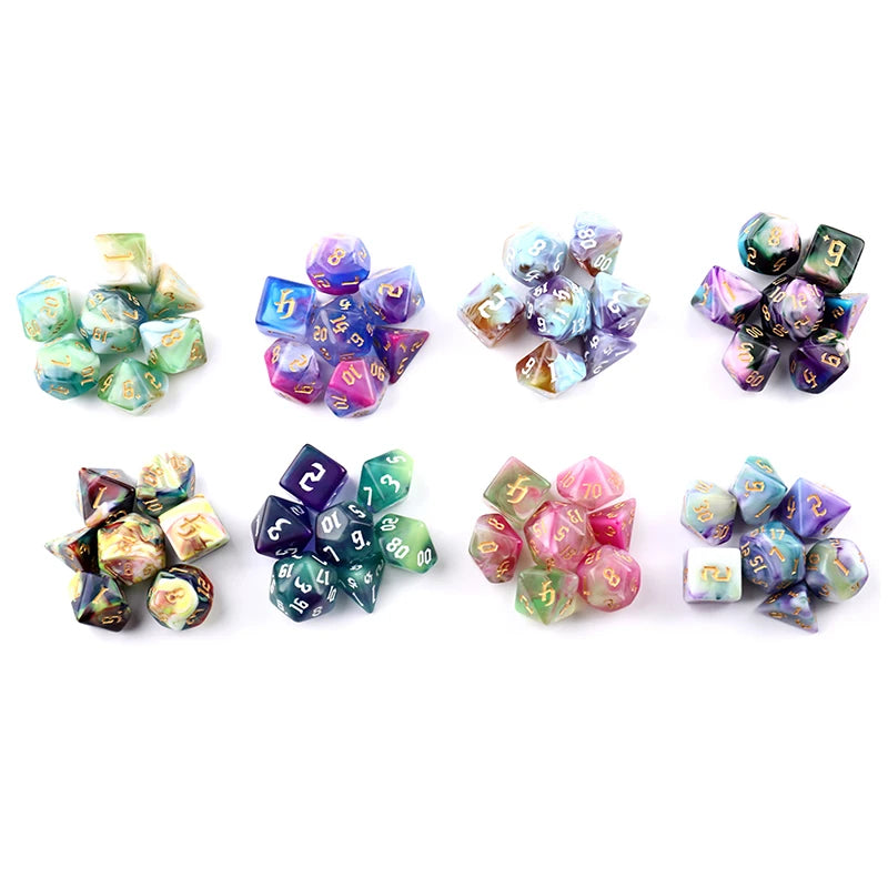 Two-Tone Swirl Polyhedral 7-Dice Set for RPG & Board Games - Perfect for DnD, MTG & Family Fun!