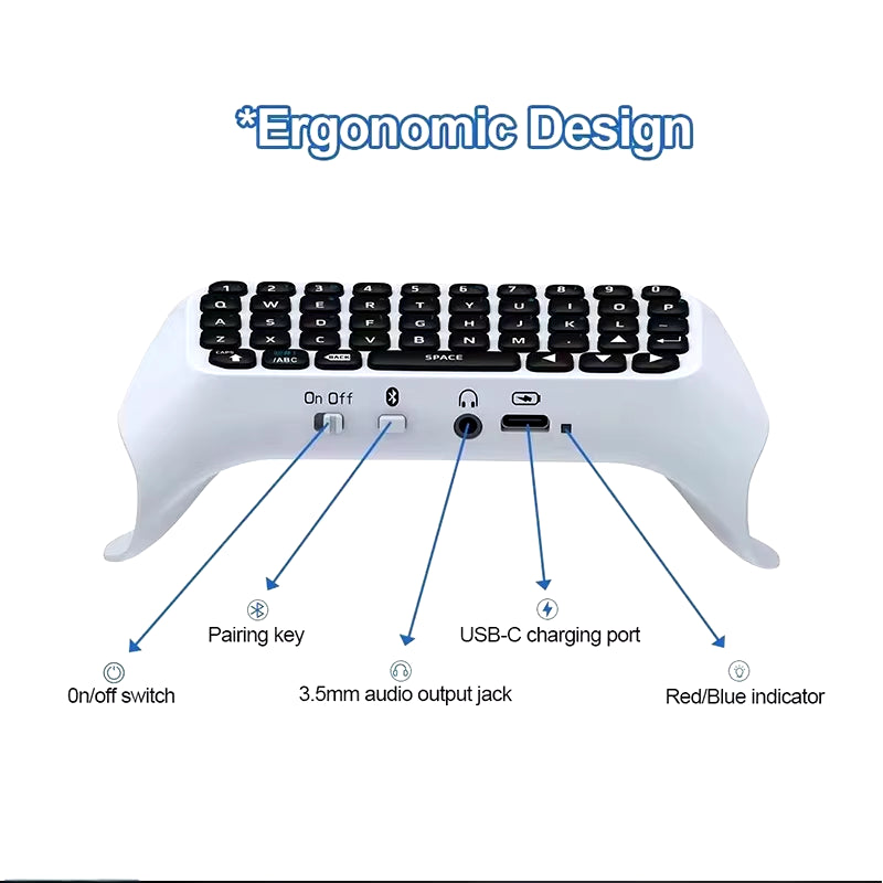Bluetooth Wireless Keyboard for PS5 Controller - Ultimate Chatpad Accessory for PlayStation 5 - لوحة مفاتيح لاسلكية بلوتوث ليد بلايستيشن 5