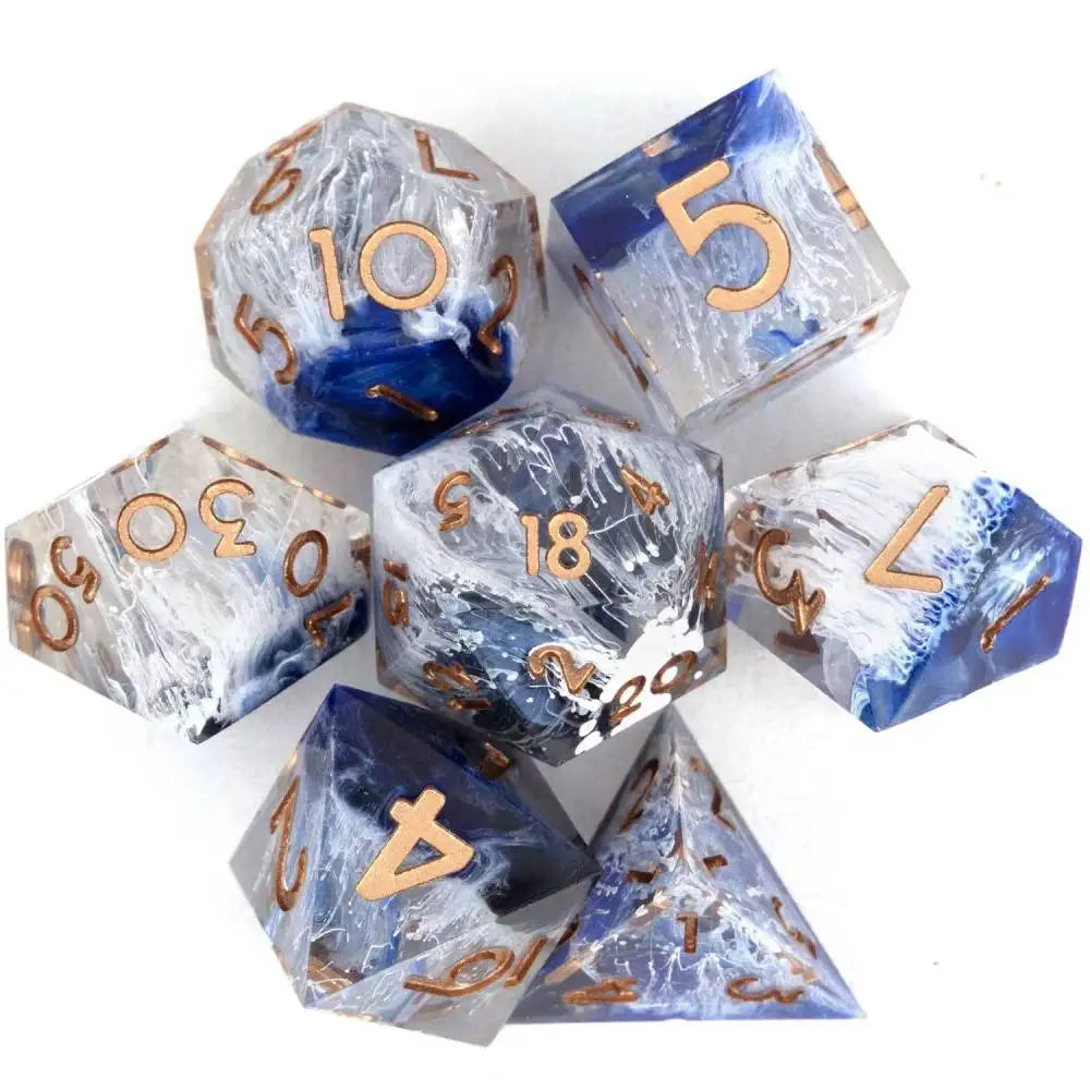 Enchanting D&D Flower Resin Dice Set - 7PCS Polyhedral Dice for RPG Gamers and Collectors - نرد 7 قطع على شكل ورود
