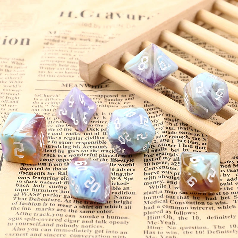 Two-Tone Swirl Polyhedral 7-Dice Set for RPG & Board Games - Perfect for DnD, MTG & Family Fun!
