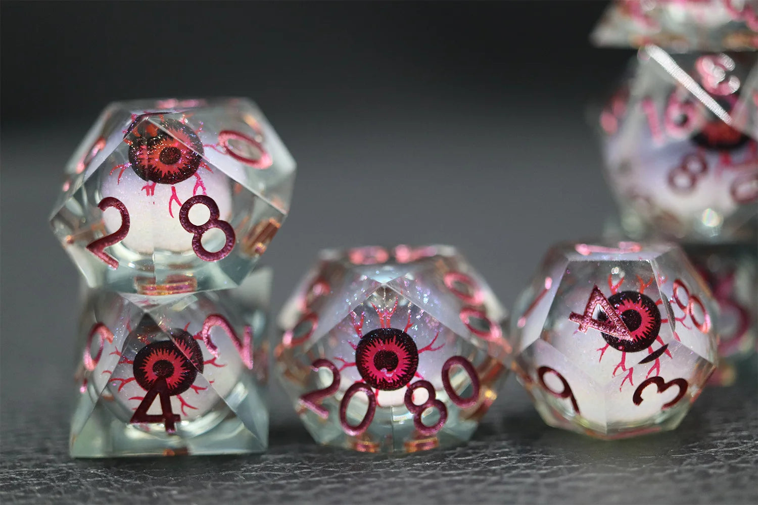 DND RPG Polyhedral with Sharp Edge Printing, Liquid Core Dice, 7Pcs Set