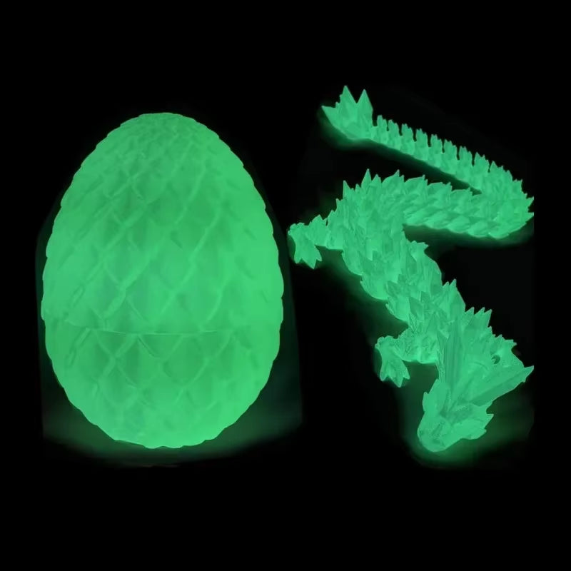3D Printed Dragon Egg with Articulated Dragon Model - Movable Desktop Ornament & Kid's Toy (1 or 2 PCS)