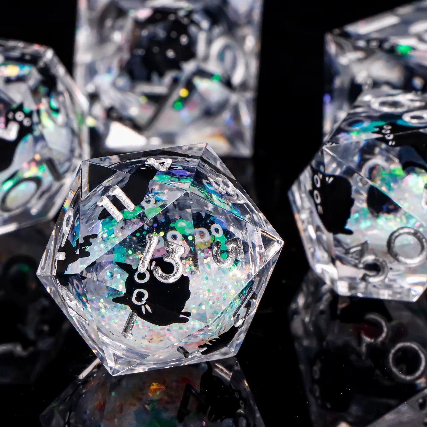 Galaxy Sharp Edge Liquid Core Dice Set for Dungeons and Dragons - D20 Resin Dice for Epic Adventures