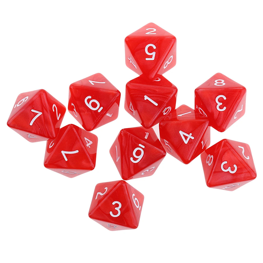 10-Pack Polyhedral Dice Set - 8 & 10 Sided D8 D10 for Tabletop Games, Parties, and Board Games - نرد 10 أوجه